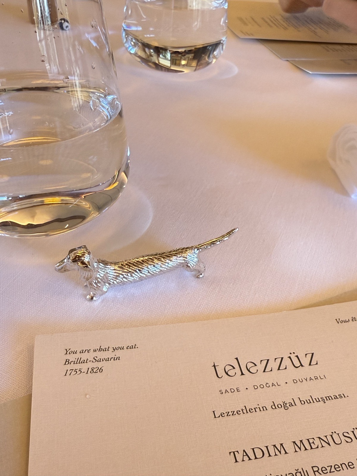 &ldquo;You are what you eat.&rdquo; — Brillat-Savarin, on the menu card